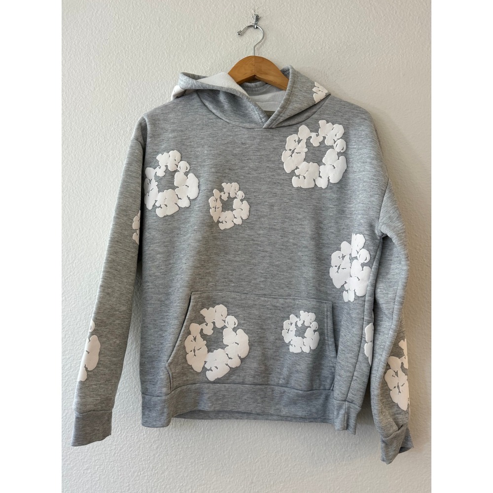Denim Tears Cotton Wreath Hoodie Puff Print Floral Small Grey Exc Condition